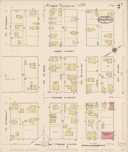 Sanborn Fire Insurance Map from Apalachicola, Franklin County, Florida (1922), Sheet #0002 - Historic Sanborn Fire Insurance Map Print, vintage old map wall art, antique decor, genealogy gift, Florida Florida map
