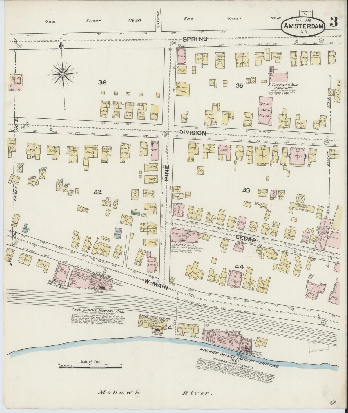 Sanborn Fire Insurance Map from Amsterdam, Montgomery County, New York (1888), Sheet #0003 - Complete Map Set gallery image, historic Sanborn map, vintage wall art, New York New York