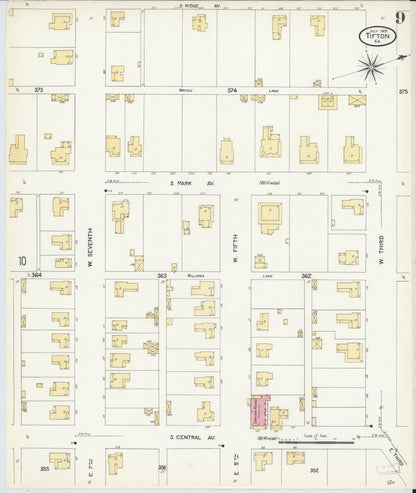 Sanborn Fire Insurance Map from Tifton, Tift County, Georgia (1907), Sheet #0009 - Complete Map Set gallery image, historic Sanborn map, vintage wall art, Georgia Georgia