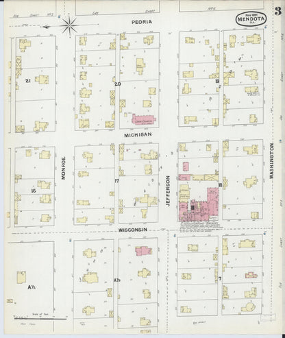Sanborn Fire Insurance Map from Mendota, La Salle County, Illinois (1891), Sheet #0003 - Complete Map Set gallery image, historic Sanborn map, vintage wall art, Illinois Illinois