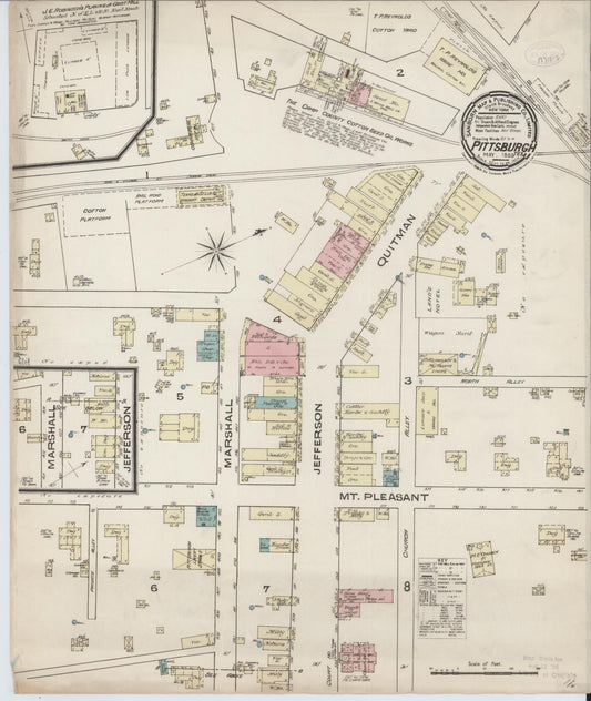 Sanborn Fire Insurance Map from Pittsburg, Camp County, Texas (1885), Sheet #0001 - Historic Sanborn Fire Insurance Map Print, vintage old map wall art, antique decor, genealogy gift, Texas Texas map