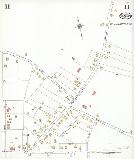 Sanborn Fire Insurance Map from Glasgow, Barren County, Kentucky (1923), Sheet #0011 - Historic Sanborn Fire Insurance Map Print, vintage old map wall art, antique decor, genealogy gift, Kentucky Kentucky map