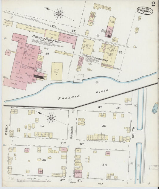 Sanborn Fire Insurance Map from Passaic, Passaic County, New Jersey (1886), Sheet #0001 - Complete Map Set gallery image, historic Sanborn map, vintage wall art, New Jersey New Jersey