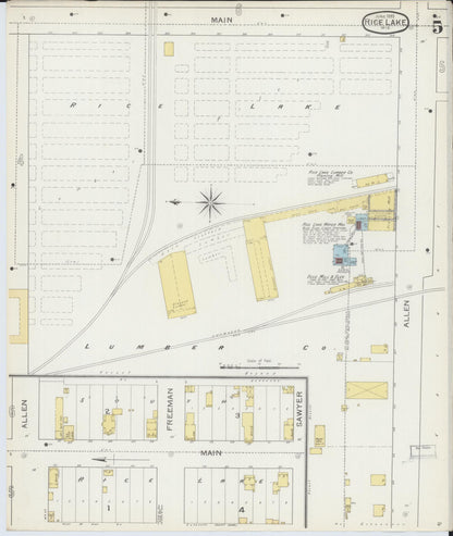 Sanborn Fire Insurance Map from Rice Lake, Barron County, Wisconsin (1893), Sheet #0005 - Complete Map Set gallery image, historic Sanborn map, vintage wall art, Wisconsin Wisconsin