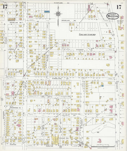 Sanborn Fire Insurance Map from Waukegan, Lake County, Illinois (1924), Sheet #0017 - Complete Map Set gallery image, historic Sanborn map, vintage wall art, Illinois Illinois