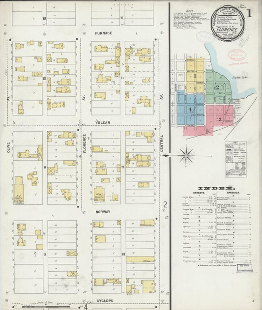 Sanborn Fire Insurance Map from Florence, Florence County, Wisconsin (1898), Sheet #0001 - Historic Sanborn Fire Insurance Map Print, vintage old map wall art, antique decor, genealogy gift, Wisconsin Wisconsin map