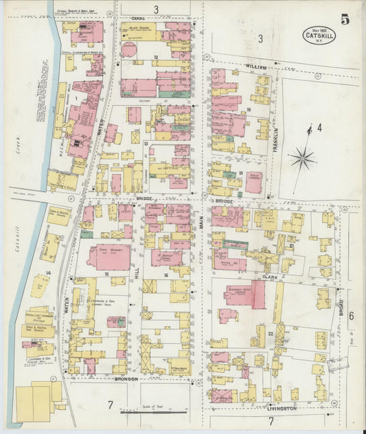 Sanborn Fire Insurance Map from Catskill, Greene County, New York (1903), Sheet #0005 - Historic Sanborn Fire Insurance Map Print, vintage old map wall art, antique decor, genealogy gift, New York New York map