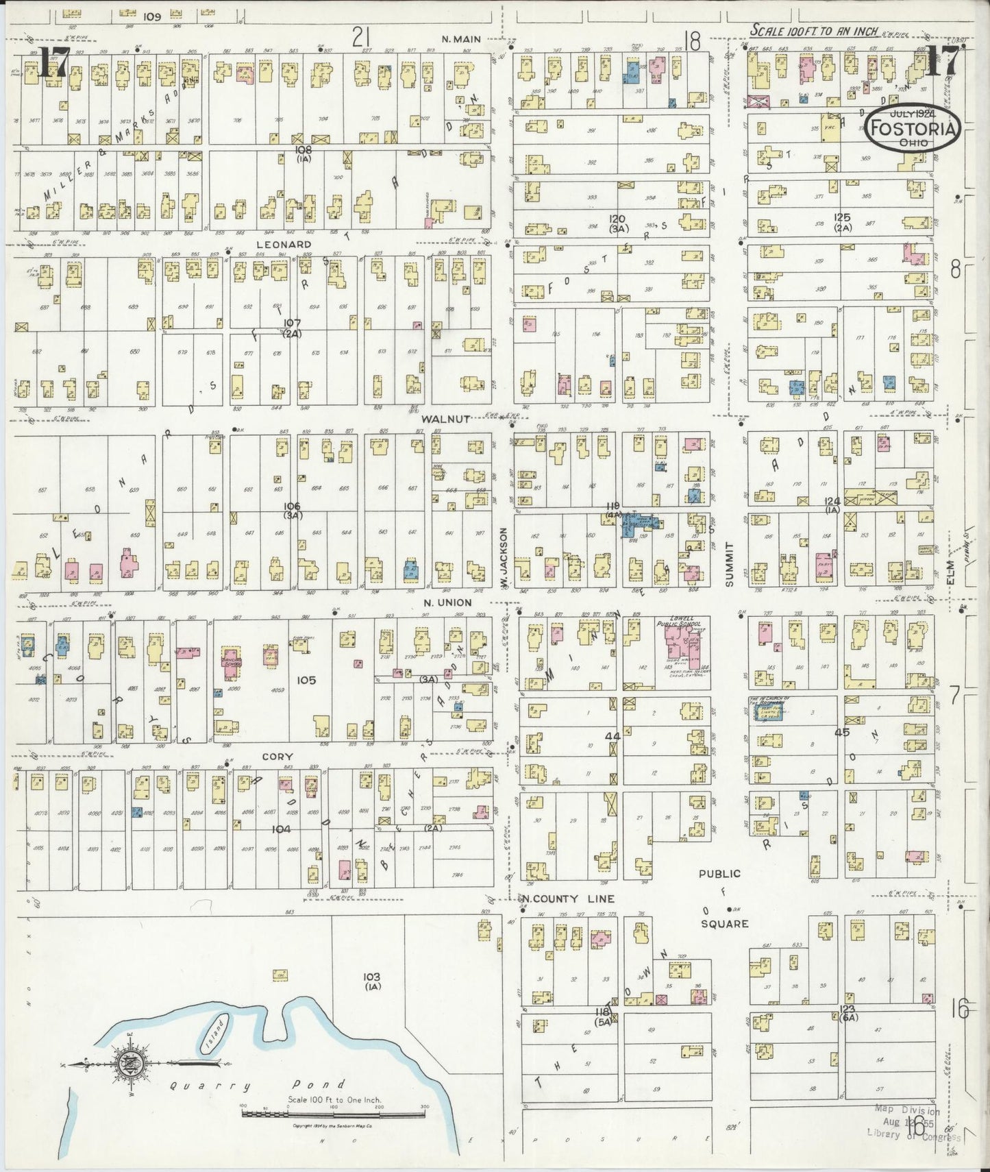 Sanborn Fire Insurance Map from Fostoria, Seneca, Hancock, And Wood Counties, Ohio (1924), Sheet #0017 - Historic Sanborn Fire Insurance Map Print, vintage old map wall art, antique decor, genealogy gift, Ohio Ohio map