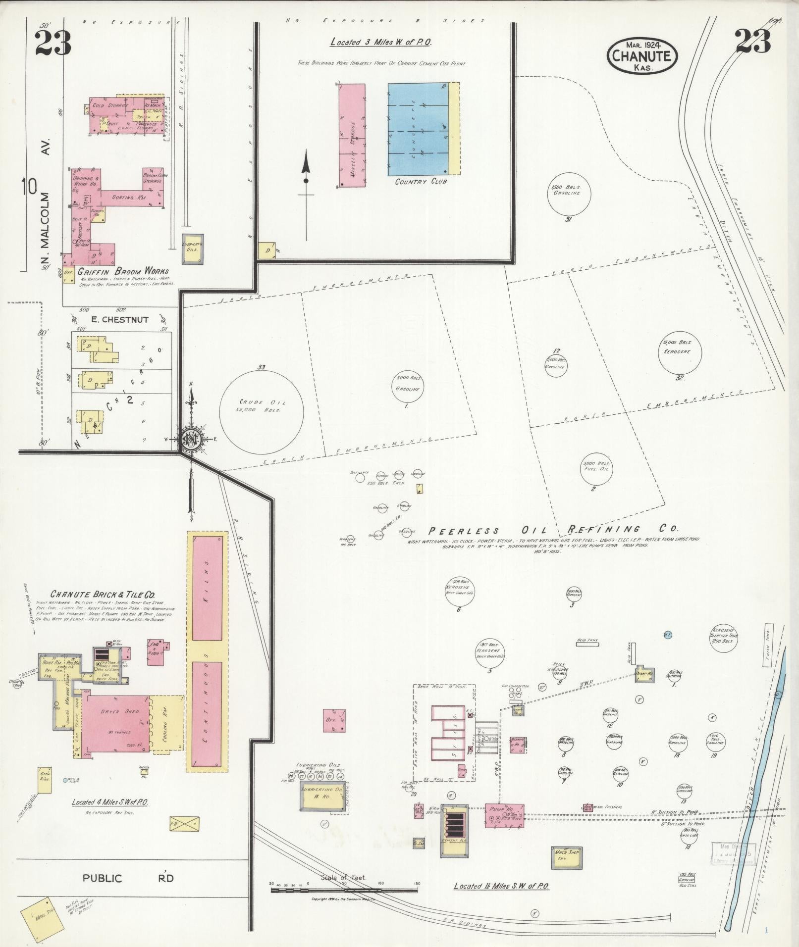 Sanborn Fire Insurance Map from Chanute, Neosho County, Kansas (1924), Sheet #0023 - Complete Map Set gallery image, historic Sanborn map, vintage wall art, Kansas Kansas