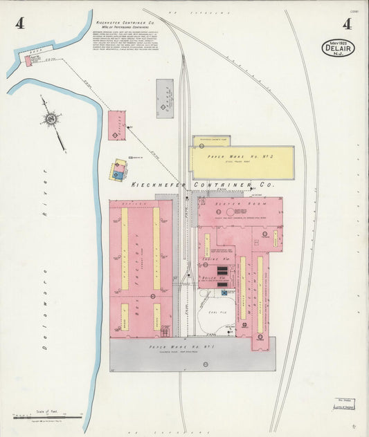 Sanborn Fire Insurance Map from Delair, Camden County, New Jersey (1925), Sheet #0004 - Historic Sanborn Fire Insurance Map Print, vintage old map wall art, antique decor, genealogy gift, New Jersey New Jersey map