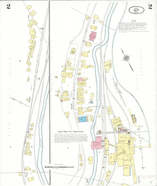 Sanborn Fire Insurance Map from Gem, Shoshone County, Idaho (1927), Sheet #0002 - Historic Sanborn Fire Insurance Map Print, vintage old map wall art, antique decor, genealogy gift, Idaho Idaho map