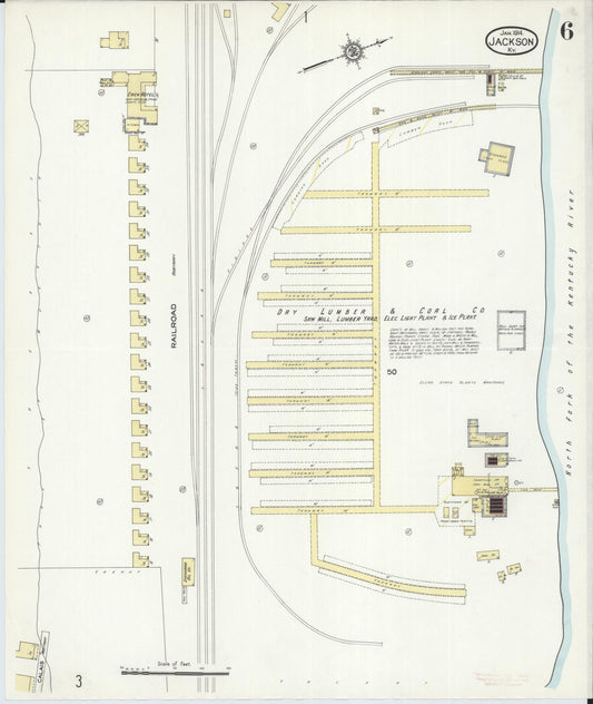 Sanborn Fire Insurance Map from Jackson, Breathitt County, Kentucky (1914), Sheet #0006 - Historic Sanborn Fire Insurance Map Print, vintage old map wall art, antique decor, genealogy gift, Kentucky Kentucky map