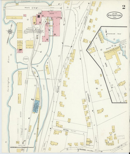 Sanborn Fire Insurance Map from New Hartford, Litchfield County, Connecticut (1912), Sheet #0002 - Historic Sanborn Fire Insurance Map Print, vintage old map wall art, antique decor, genealogy gift, Connecticut Connecticut map