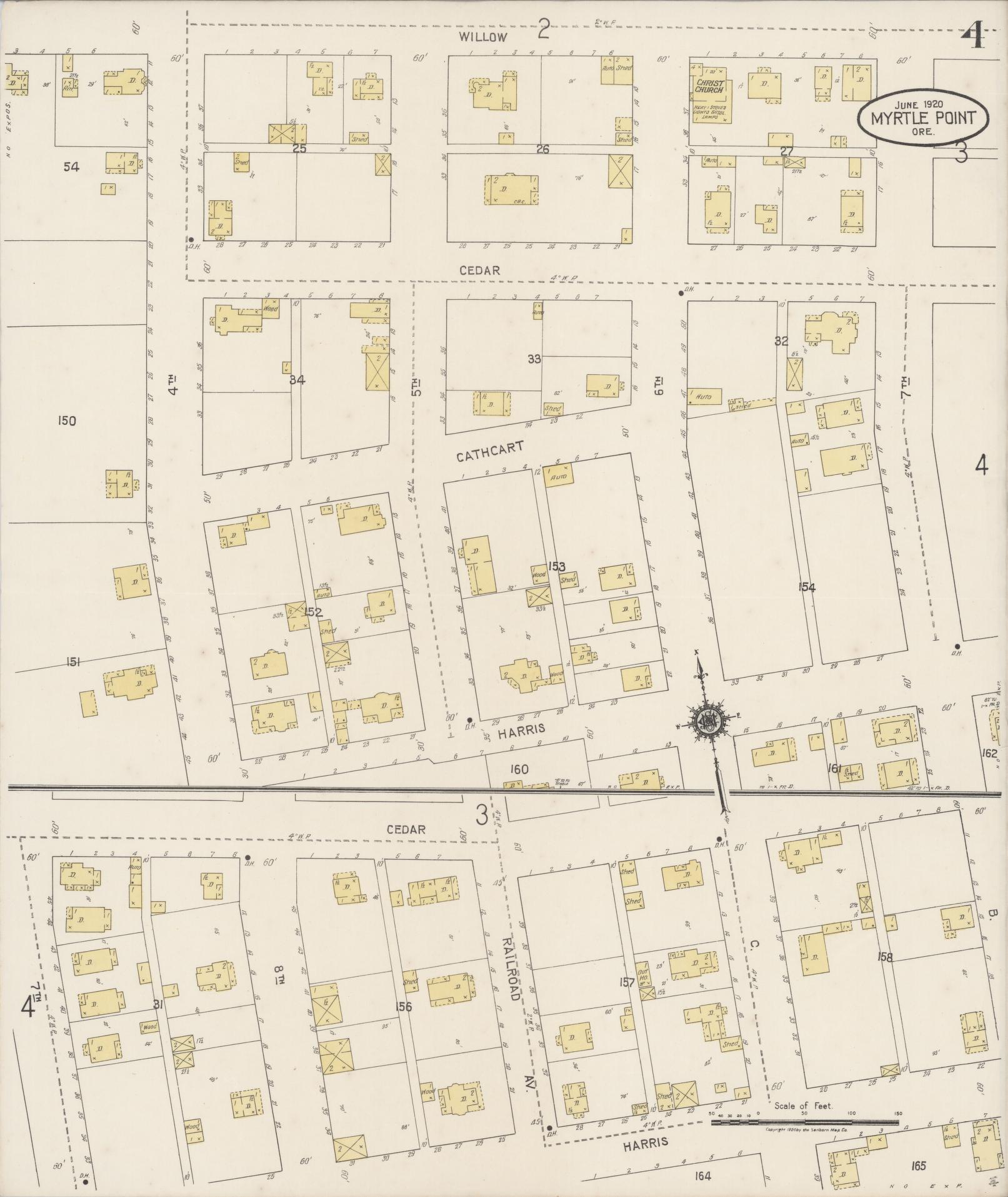 Sanborn Fire Insurance Map from Myrtle Point, Coos County, Oregon (1920), Sheet #0004 - Historic Sanborn Fire Insurance Map Print, vintage old map wall art, antique decor, genealogy gift, Oregon Oregon map