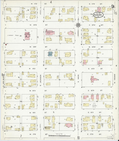 Sanborn Fire Insurance Map from Auburn, De Kalb County, Indiana (1914), Sheet #0009 - Complete Map Set gallery image, historic Sanborn map, vintage wall art, Indiana Indiana