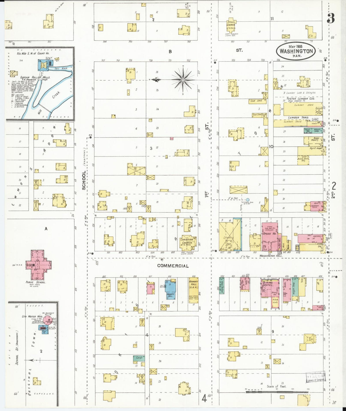 Sanborn Fire Insurance Map from Washington, Washington County, Kansas (1905), Sheet #0003 - Complete Map Set gallery image, historic Sanborn map, vintage wall art, Sanborn Fire Insurance Map from Washington Washington
