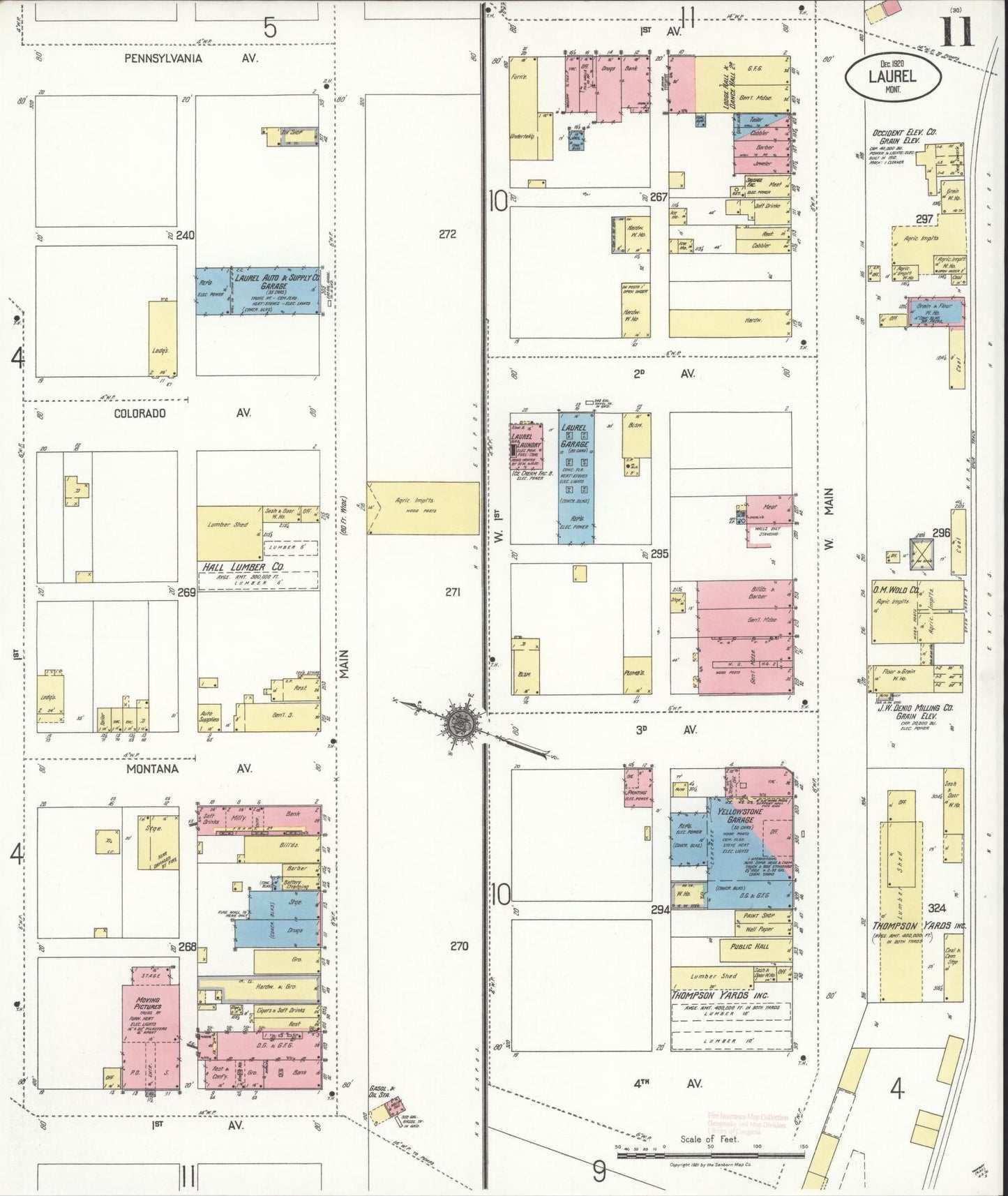 Sanborn Fire Insurance Map from Laurel, Yellowstone County, Montana (1920), Sheet #0011 - Complete Map Set gallery image, historic Sanborn map, vintage wall art, Montana Montana