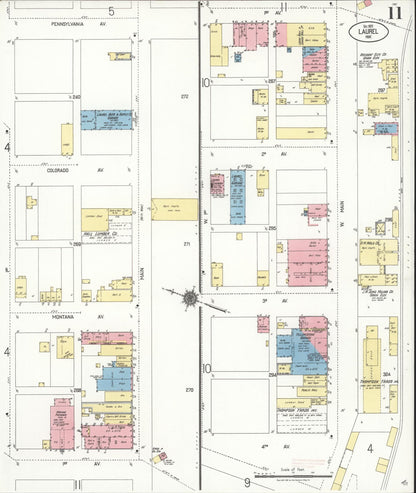 Sanborn Fire Insurance Map from Laurel, Yellowstone County, Montana (1920), Sheet #0011 - Complete Map Set gallery image, historic Sanborn map, vintage wall art, Montana Montana