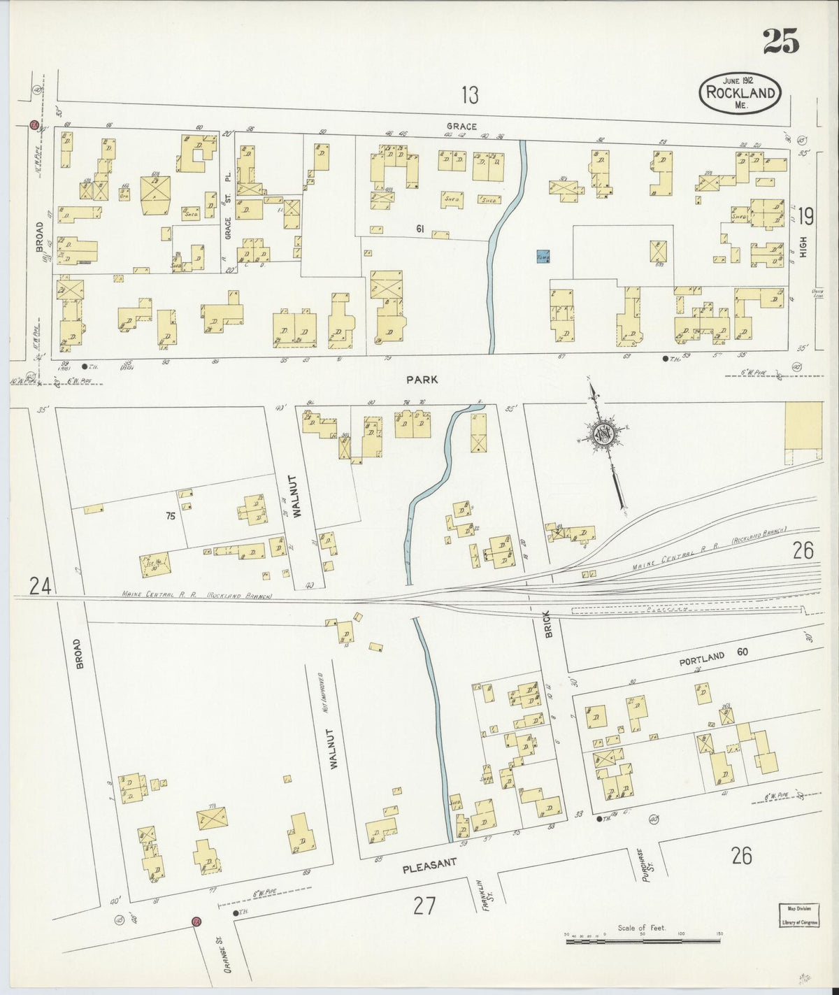 Sanborn Fire Insurance Map from Rockland, Knox County, Maine (1912), Sheet #0025 - Complete Map Set gallery image, historic Sanborn map, vintage wall art, Maine Maine