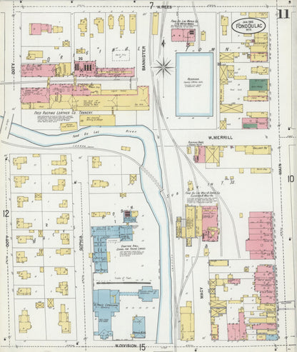 Sanborn Fire Insurance Map from Fond du Lac, Fond du Lac County, Wisconsin (1902), Sheet #0011 - Historic Sanborn Fire Insurance Map Print, vintage old map wall art, antique decor, genealogy gift, Wisconsin Wisconsin map