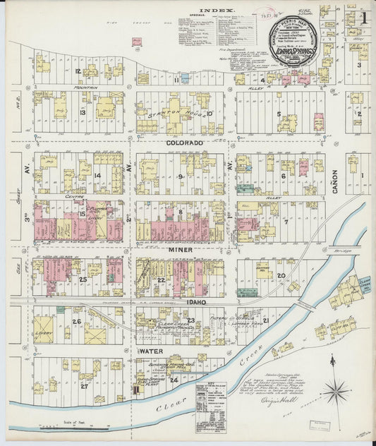 Sanborn Fire Insurance Map from Idaho Springs, Clear Creek County, Colorado (1890), Sheet #0001 - Historic Sanborn Fire Insurance Map Print, vintage old map wall art, antique decor, genealogy gift, Colorado Colorado map