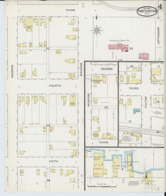 Sanborn Fire Insurance Map from Port Clinton, Ottawa County, Ohio (1893), Sheet #0004 - Historic Sanborn Fire Insurance Map Print, vintage old map wall art, antique decor, genealogy gift, Ohio Ohio map
