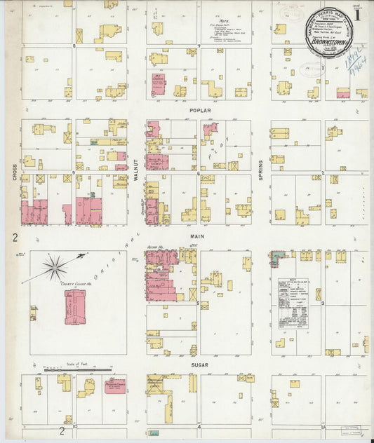 Sanborn Fire Insurance Map from Brownstown, Jackson County, Indiana (1899), Sheet #0001 - Historic Sanborn Fire Insurance Map Print, vintage old map wall art, antique decor, genealogy gift, Indiana Indiana map