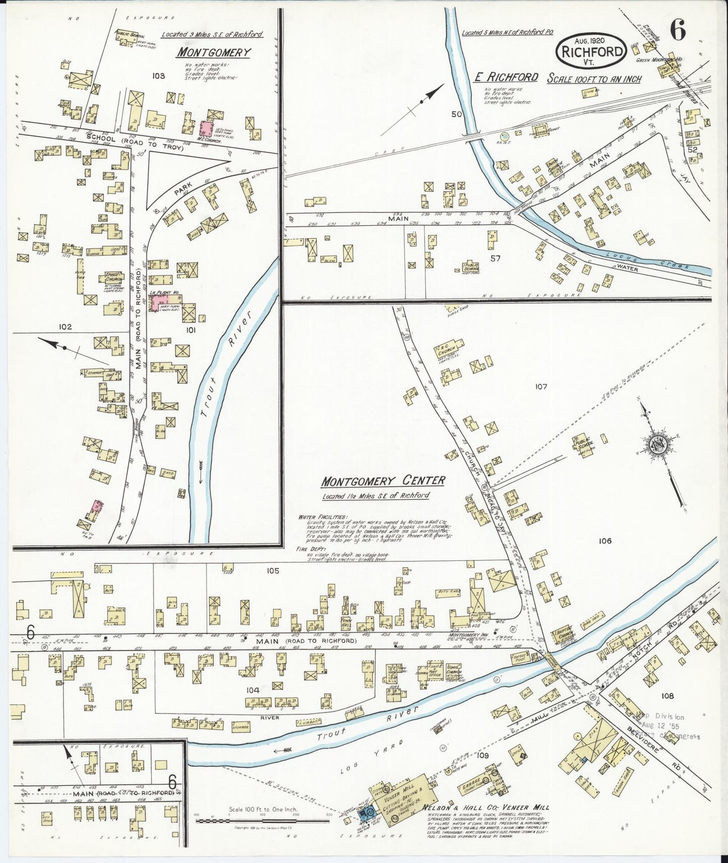 Sanborn Fire Insurance Map from Richford, Franklin County, Vermont (1920), Sheet #0006 - Complete Map Set gallery image, historic Sanborn map, vintage wall art, Vermont Vermont