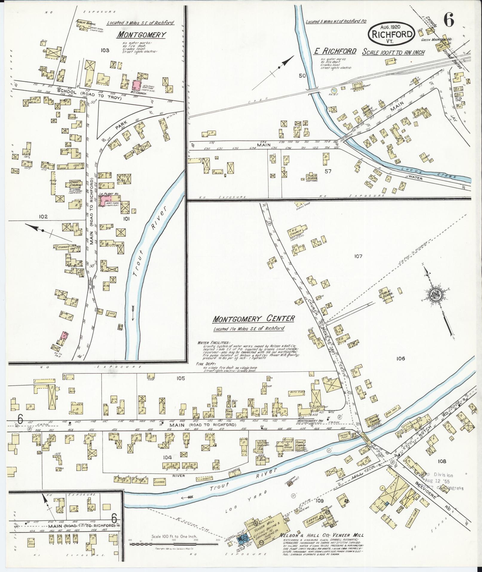 Sanborn Fire Insurance Map from Richford, Franklin County, Vermont (1920), Sheet #0006 - Complete Map Set gallery image, historic Sanborn map, vintage wall art, Vermont Vermont