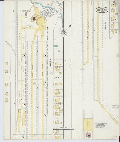 Sanborn Fire Insurance Map from Grayling, Crawford County, Michigan (1894), Sheet #0005 - Complete Map Set gallery image, historic Sanborn map, vintage wall art, Michigan Michigan