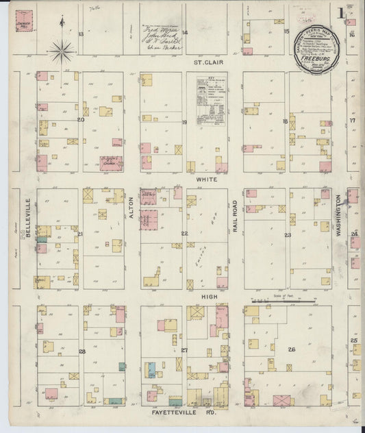 Sanborn Fire Insurance Map from Freeburg, Saint Clair County, Illinois (1894), Sheet #0001 - Complete Map Set gallery image, historic Sanborn map, vintage wall art, Illinois Illinois