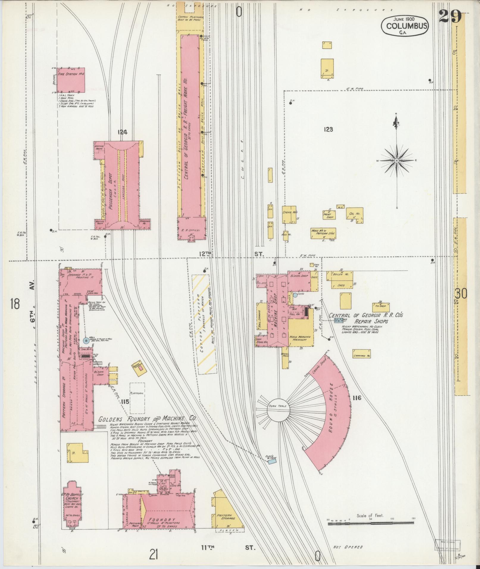 Sanborn Fire Insurance Map from Columbus, Muscogee County, Georgia (1900), Sheet #0029 - Complete Map Set gallery image, historic Sanborn map, vintage wall art, Georgia Georgia