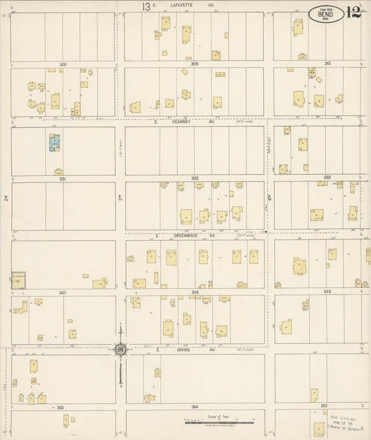 Sanborn Fire Insurance Map from Bend, Deschutes County, Oregon (1920), Sheet #0012 - Historic Sanborn Fire Insurance Map Print, vintage old map wall art, antique decor, genealogy gift, Oregon Oregon map
