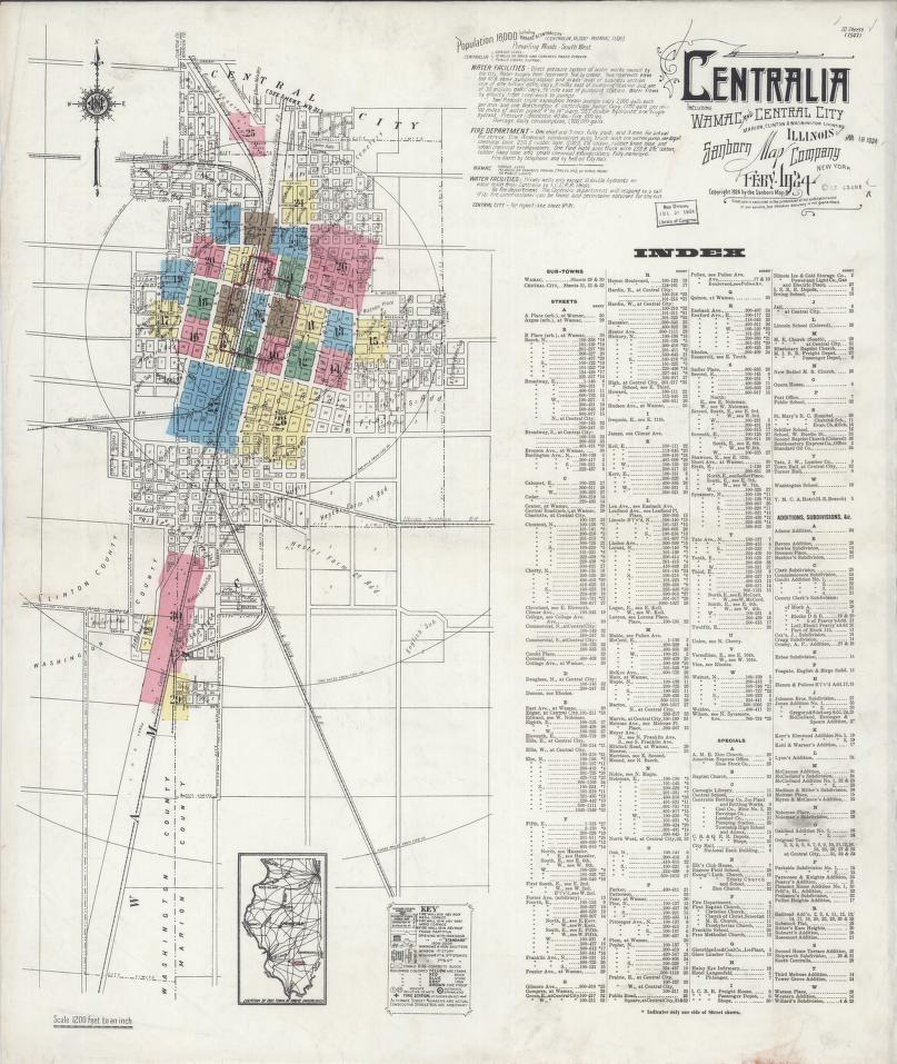 Sanborn Fire Insurance Map from Centralia, Marion, Clinton, Jefferson, and Washington Counties, Illinois. (1924) – Map View