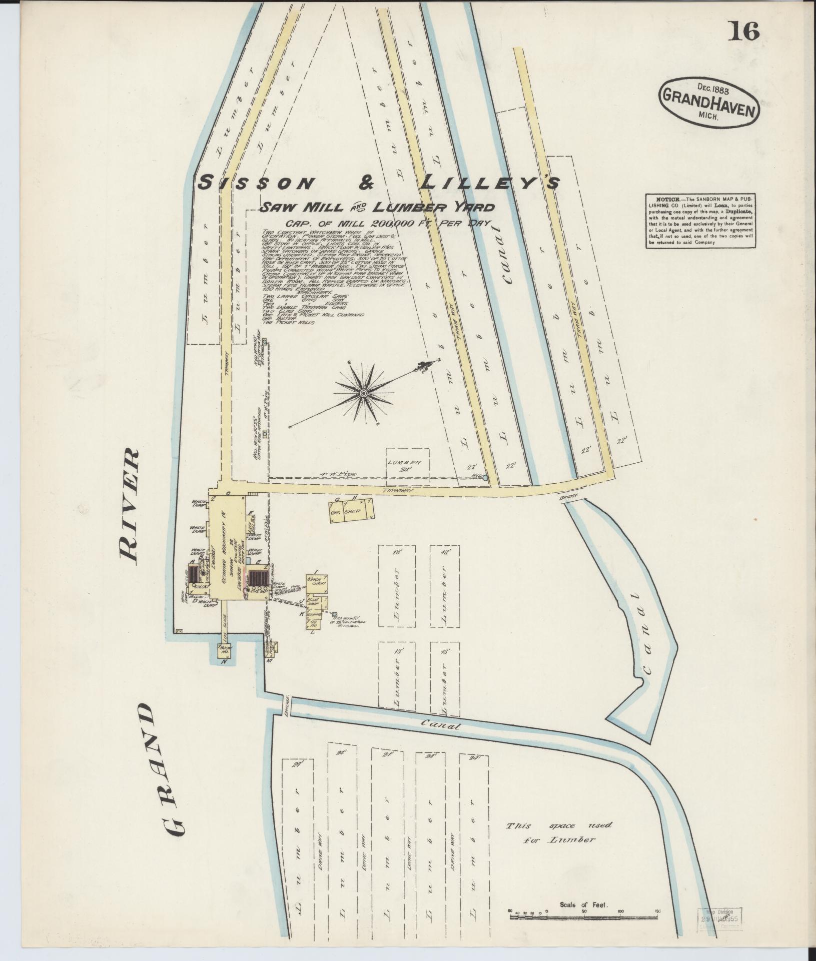 Sanborn Fire Insurance Map from Grand Haven, Ottawa County, Michigan (1883), Sheet #0016 - Complete Map Set gallery image, historic Sanborn map, vintage wall art, Michigan Michigan