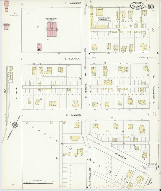 Sanborn Fire Insurance Map from Norman, Cleveland County, Oklahoma (1914), Sheet #0010 - Historic Sanborn Fire Insurance Map Print, vintage old map wall art, antique decor, genealogy gift, Oklahoma Oklahoma map