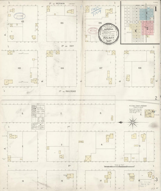 Sanborn Fire Insurance Map from Halsey, Linn County, Oregon (1899), Sheet #0001 - Historic Sanborn Fire Insurance Map Print, vintage old map wall art, antique decor, genealogy gift, Oregon Oregon map