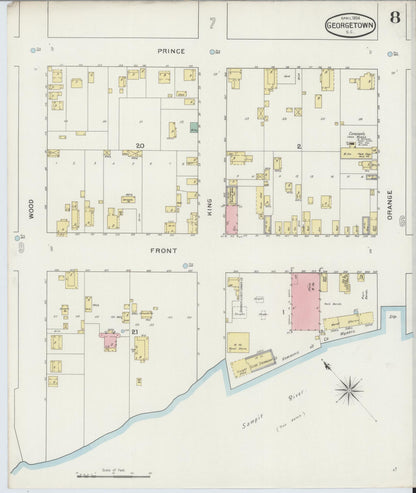 Sanborn Fire Insurance Map from Georgetown, Georgetown County, South Carolina (1894), Sheet #0008 - Complete Map Set gallery image, historic Sanborn map, vintage wall art, South Carolina South Carolina