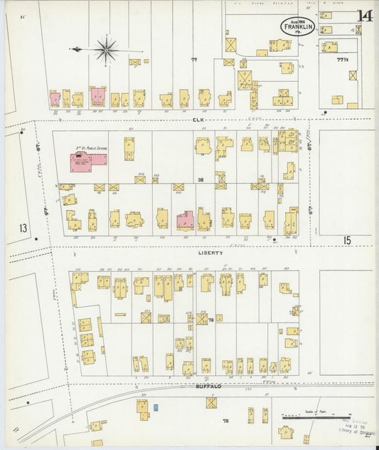 Sanborn Fire Insurance Map from Franklin, Venango County, Pennsylvania (1906), Sheet #0014 - Historic Sanborn Fire Insurance Map Print, vintage old map wall art, antique decor, genealogy gift, Pennsylvania Pennsylvania map