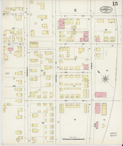 Sanborn Fire Insurance Map from Norwich, New London County, Connecticut (1897), Sheet #0015 - Complete Map Set gallery image, historic Sanborn map, vintage wall art, Connecticut Connecticut