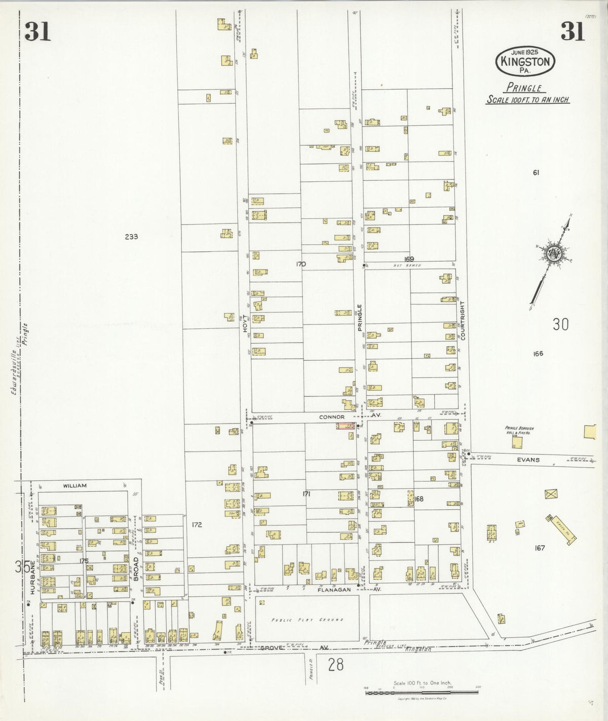 Sanborn Fire Insurance Map from Kingston, Luzerne County, Pennsylvania (1925), Sheet #0031 - Complete Map Set gallery image, historic Sanborn map, vintage wall art, Pennsylvania Pennsylvania
