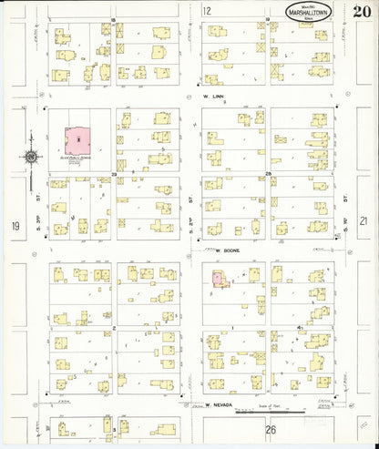 Sanborn Fire Insurance Map from Marshalltown, Marshall County, Iowa (1910), Sheet #0020 - Historic Sanborn Fire Insurance Map Print