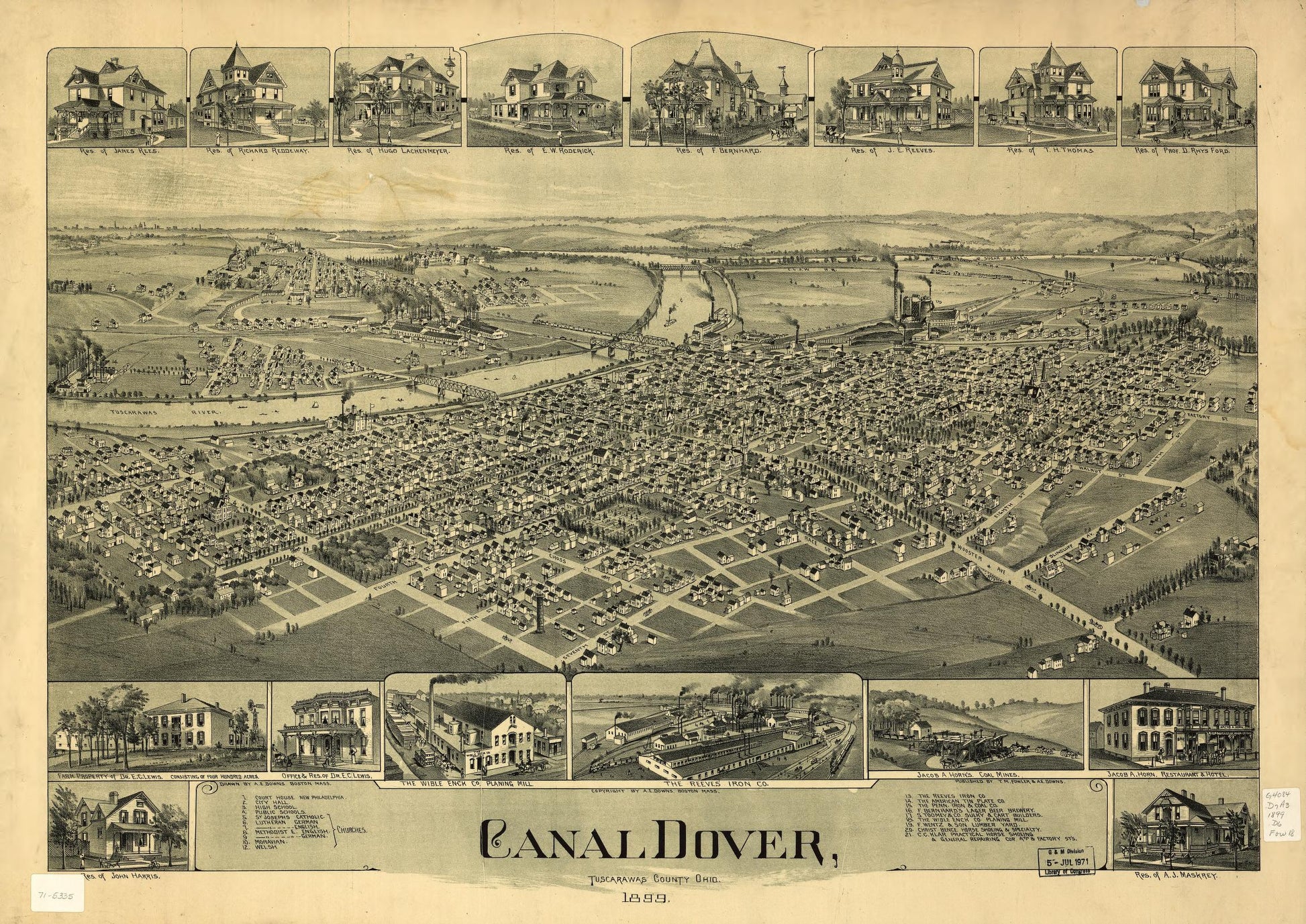 Canal Dover, Tuscarawas County, Ohio 1899. (1899) – Historic Bird’s-Eye View Panorama Print