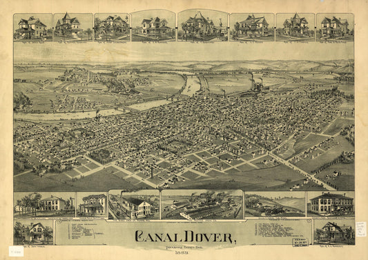 Canal Dover, Tuscarawas County, Ohio 1899. (1899) – Historic Bird’s-Eye View Panorama Print