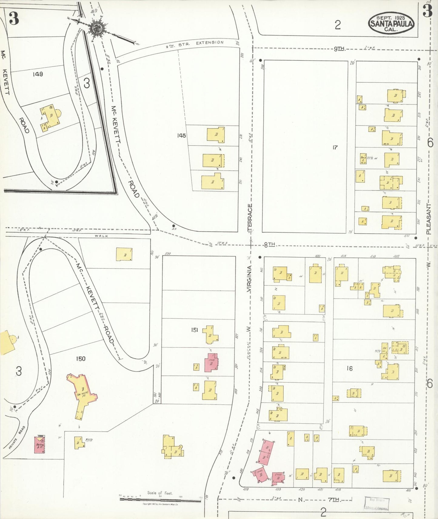 Sanborn Fire Insurance Map from Santa Paula, Ventura County, California (1923), Sheet #0003 - Complete Map Set gallery image, historic Sanborn map, vintage wall art, California California
