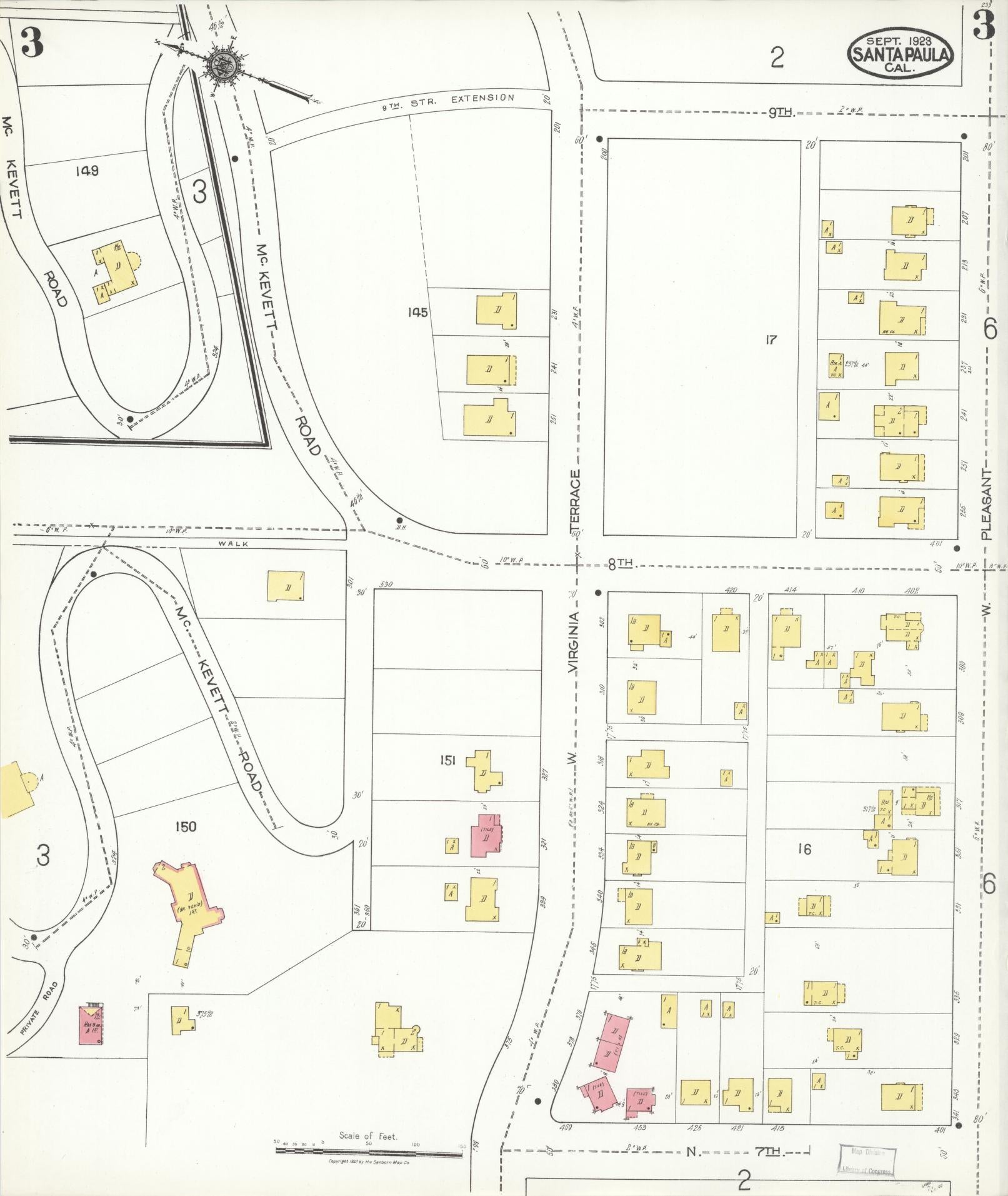 Sanborn Fire Insurance Map from Santa Paula, Ventura County, California (1923), Sheet #0003 - Complete Map Set gallery image, historic Sanborn map, vintage wall art, California California