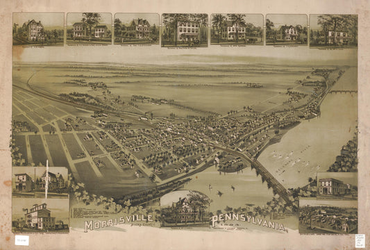Morrisville, Bucks County, Pennsylvania, 1893 (1893) – Historic Bird’s-Eye View Panorama Print