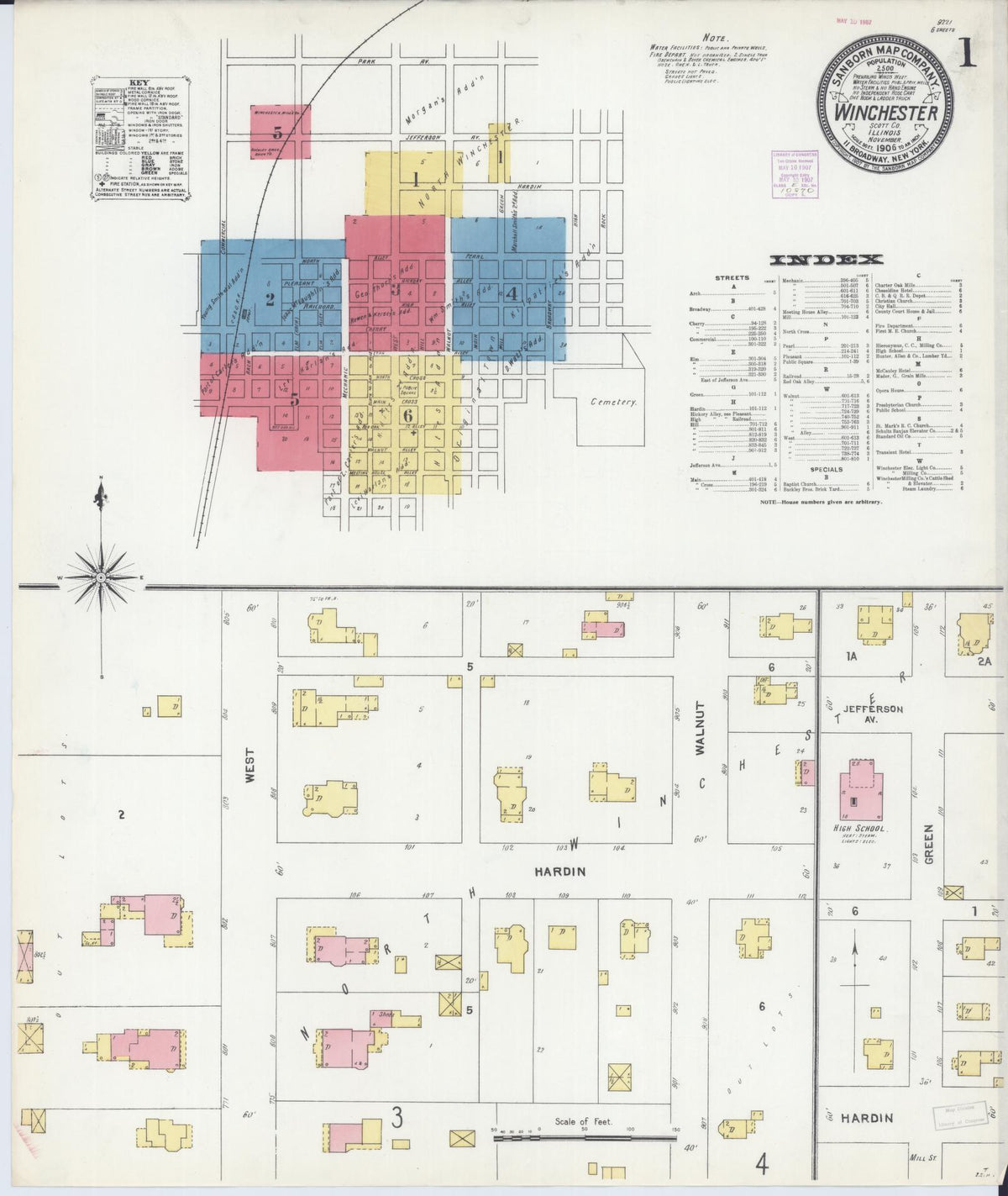 Sanborn Fire Insurance Map from Winchester, Scott County, Illinois (1906), Sheet #0001 - Historic Sanborn Fire Insurance Map Print, vintage old map wall art, antique decor, genealogy gift, Illinois Illinois map