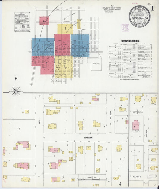 Sanborn Fire Insurance Map from Winchester, Scott County, Illinois (1906), Sheet #0001 - Historic Sanborn Fire Insurance Map Print, vintage old map wall art, antique decor, genealogy gift, Illinois Illinois map