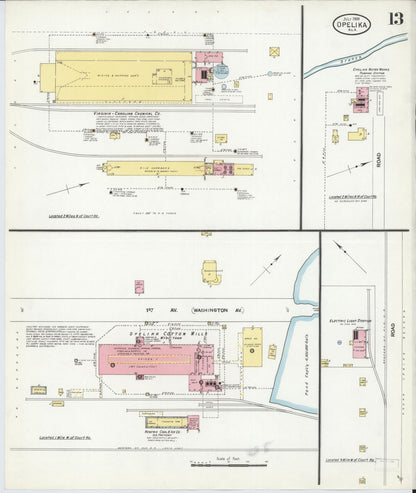 Sanborn Fire Insurance Map from Opelika, Lee County, Alabama (1909), Sheet #0013 - Complete Map Set gallery image, historic Sanborn map, vintage wall art, Alabama Alabama